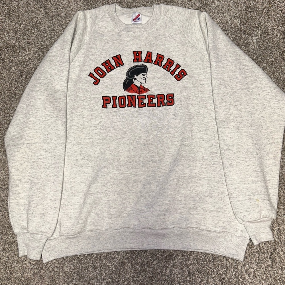 Gray Vintage John Harris Pioneers Men's Crewneck